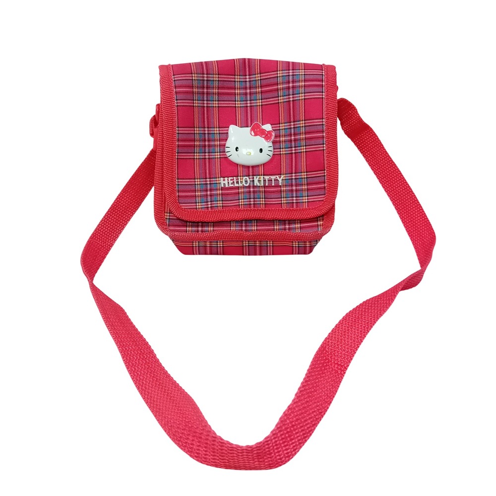 2012 Y2K Official Sanrio Hello Kitty Small Crossbody Bag Kids Cute Plaid 7" READ